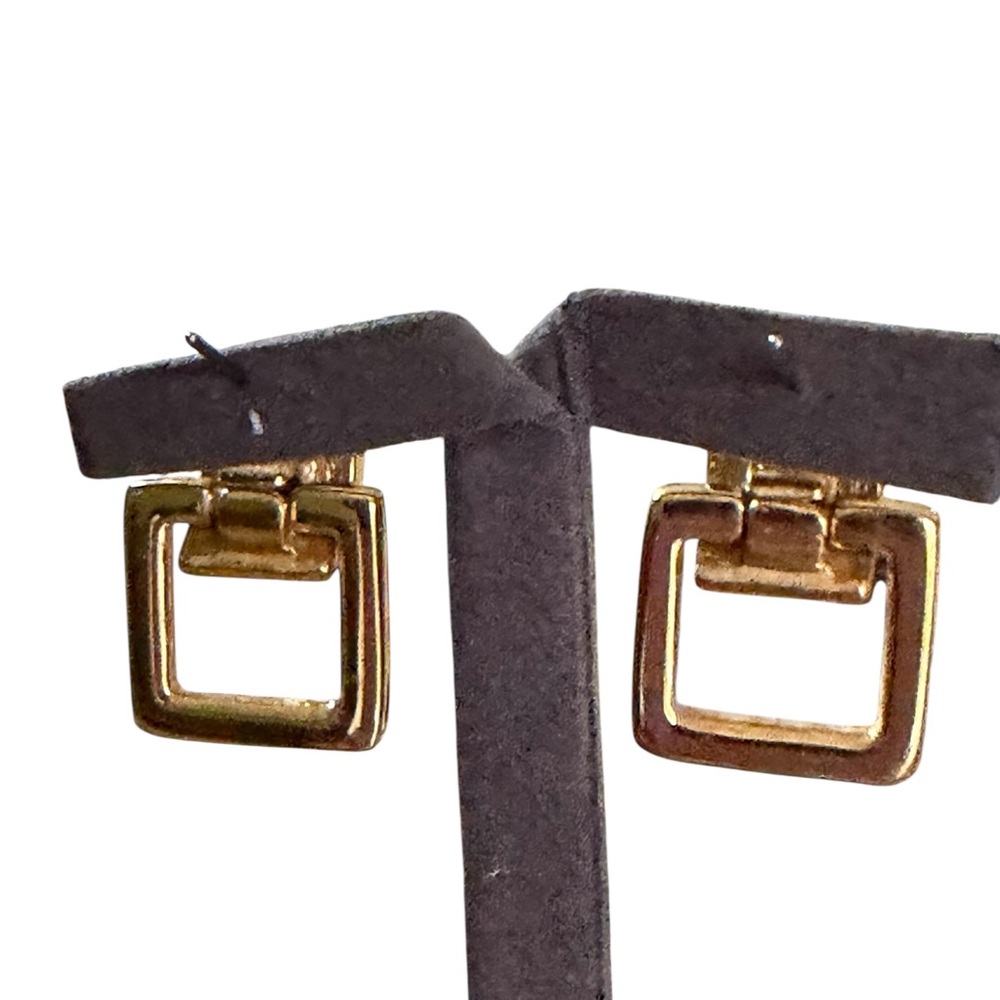 Givenchy Vintage Belt Buckle Post Back Gold Plated Earrings (For Pierced Ears) - Picture 8 of 9